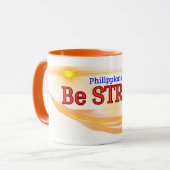 Seien Sie stark (Philppianer 4:13) Tasse & Cup (Vorderseite Links)