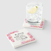 Seien Sie stark und ermuntern Sie Psalm Pink Bläse Steinuntersetzer (Seitenansicht)