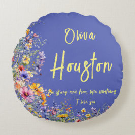 Seien Sie stark und frei wie Wildblumen | Wildblum Rundes Kissen