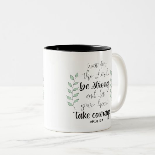 Seien Sie stark und machen Sie Mut zur Kaffee-Tass Zweifarbige Tasse (VorderseiteRechts)