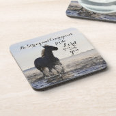 Seien Sie stark und mutig Bibelverse Deut 31 Pferd Getränkeuntersetzer (Linke Seite)