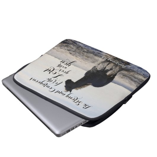 Seien Sie stark und mutig Bibelverse Deut 31 Pferd Laptopschutzhülle (Vorne Knopf)