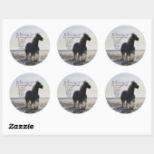 Seien Sie stark und mutig Bibelverse Deut 31 Pferd Runder Aufkleber (Blatt)