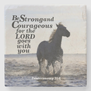 Seien Sie stark und mutig Bibelverse Deut 31 Pferd Steinuntersetzer