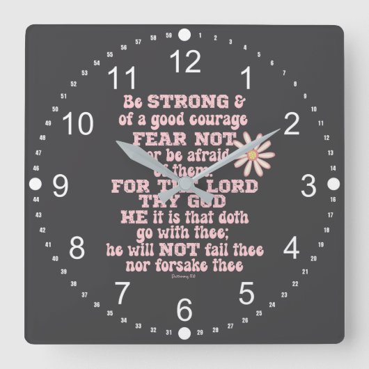 Seien Sie stark und mutig KJV Bible Verse Quadratische Wanduhr (Vorderseite)