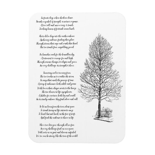 Seien Sie stark wie Baumkunst und Gedicht Magnet (Vertikal)