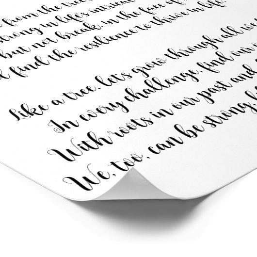 Seien Sie stark wie Baumkunst und Gedicht Poster (Ecke)