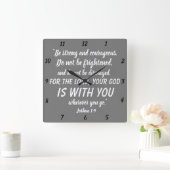 Seien Sie starker und mutiger Joshua-1:9 Quadratische Wanduhr (Zuhause)