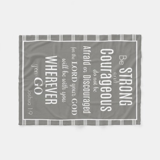 Seien Sie starkes u. mutiges (Joshua) Grau/-WEISS Fleecedecke (Vorderseite (Horizontal))