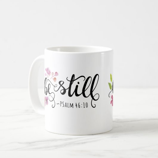 Seien Sie still - Psalm 46:10 Kaffeetasse (Vorderseite Links)