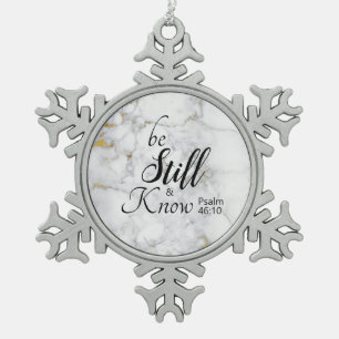 Seien Sie still und kennen Sie Bibelverse individu Schneeflocken Zinn-Ornament