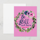 Seien Sie still und kennen Sie die rosa Blumenbibe Postkarte (Vorne/Hinten)