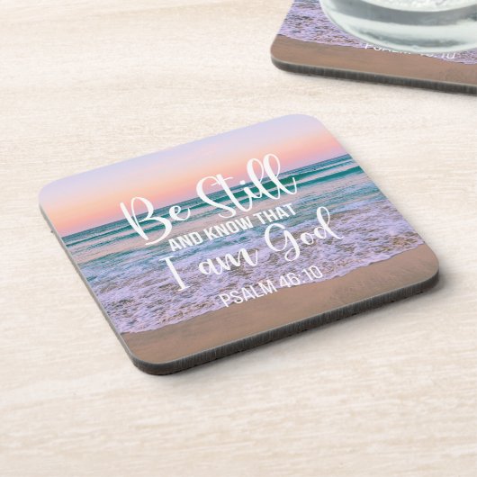 Seien Sie still und wissen Sie, dass ich Gott bin Getränkeuntersetzer (Linke Seite)