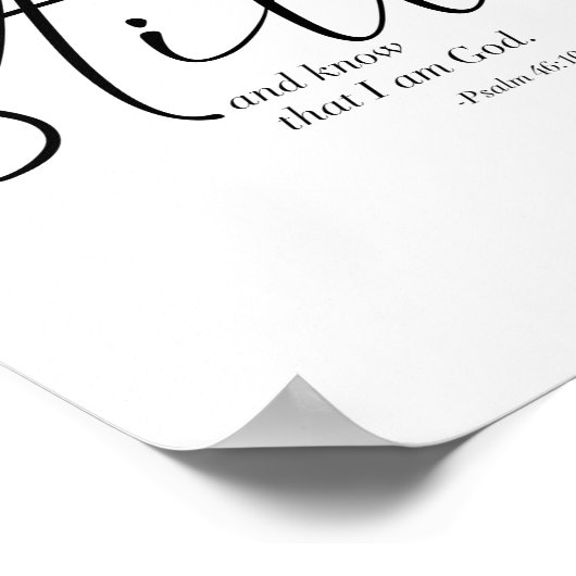 Seien Sie still und wissen Sie, dass ich Gott bin. Poster (Ecke)