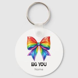 Seien Sie stolz - Rainbow Coquette Bow individuell Schlüsselanhänger