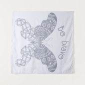 Seien Sie tapfer | Blue Boho Butterfly Wandteppich (Vorderseite (Horizontal))