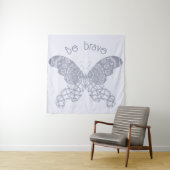 Seien Sie tapfer | Blue Boho Butterfly Wandteppich (Beispiel)