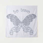 Seien Sie tapfer | Blue Boho Butterfly Wandteppich (Vorderseite)