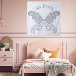 Seien Sie tapfer | Blue Boho Butterfly Wandteppich