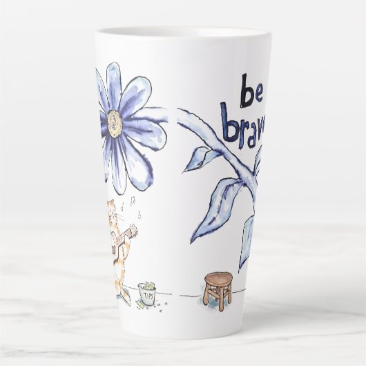 Seien Sie tapfer Cat Musician Milchtasse (Vorderseite)