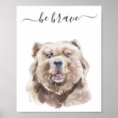 Seien Sie tapfer Wasserfarbenbären Kinderzimmer Ki Poster (Vorne)