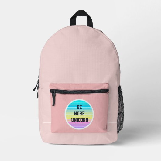 "Seien Sie unicorner", rosa Rucksack mit Pulver (Vorderseite)