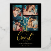 Seien Sie unser Gast Black Extravagant Collage Wed Folieneinladung (Vorderseite)