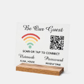 Seien Sie unser Gast Qr Code Wifi Network & Passwo Acrylschild (Winkel)