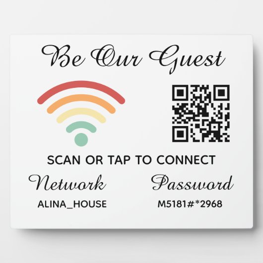 Seien Sie unser Gast Qr Code Wifi Network & Passwo Fotoplatte (Vorderseite)