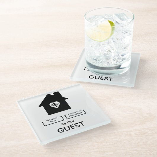 Seien Sie unser Gast WIFI Information Password Hot Glasuntersetzer (Schrägansicht)