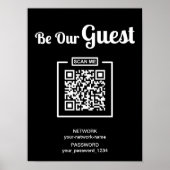 Seien Sie unser Gast Wifi Passwort QR Code Schwarz Poster (Vorne)
