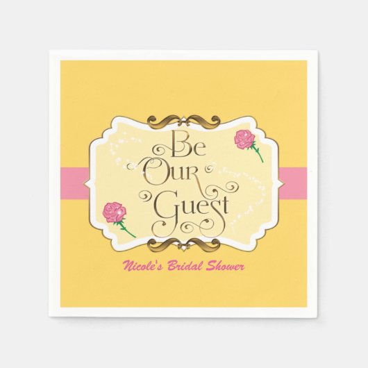 Seien Sie unser Gast Yellow & Pink Rose Princess P Serviette (Vorderseite)