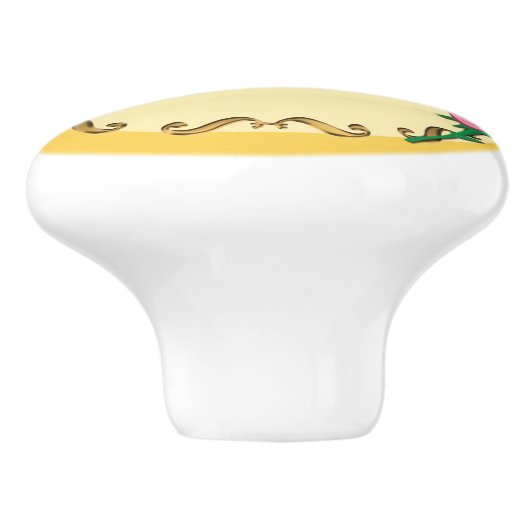 Seien Sie unser Gast Yellow & Pink Rose Princess S Keramikknauf (Seitenansicht)