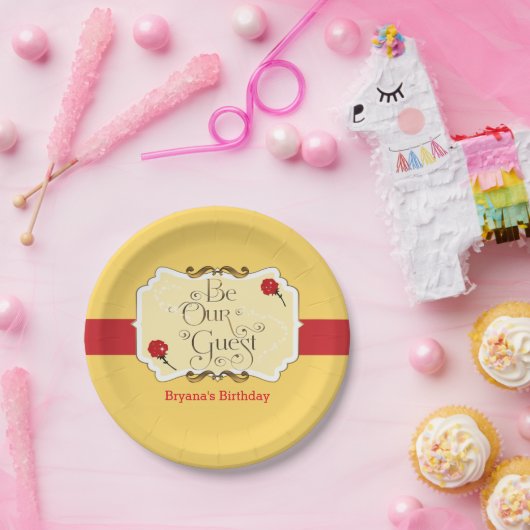 Seien Sie unser Gast Yellow & Rote Rose Princess P Pappteller (Party)