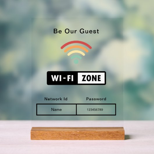 Seien Sie unser Gästebuch WIFI-Informationskennwor Acrylschild (Neutral)