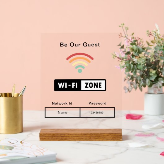 Seien Sie unser Gästebuch WIFI-Informationskennwor Acrylschild (Hochzeit)