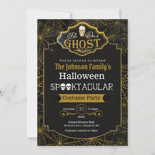 Seien Sie unser Geist Black & Gold Kostüme Party E Karte (Vorderseite)