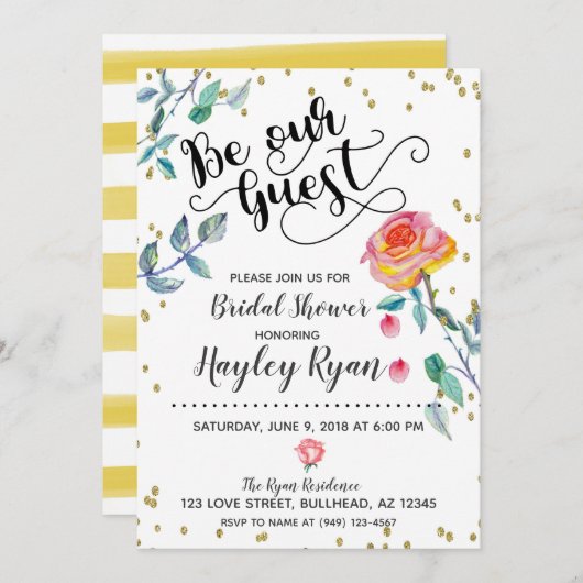 Seien Sie unsere Gäste Bridal Dusche Einladung Was (Vorne/Hinten)