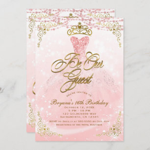 Seien Sie unsere Gastprinzessin Pink & Gold Sweet Einladung