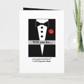 Seien Sie unsere Pförtner-Karte mit Tux und Rose Einladung (Rückseite)