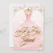 Seien Sie unsere Princess Pink & Gold Sweet 16 Par Einladung (Rückseite)