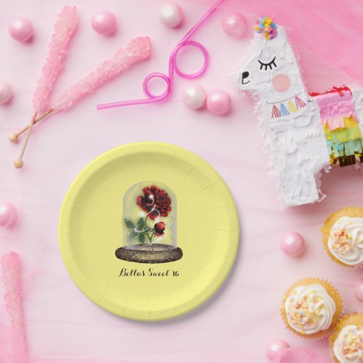 Seien Sie unsere Rote Rose im Glass Elegante Pappteller (Party)