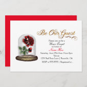 Seien Sie unsere Rote Rose im Glass Elegante White Einladung (Vorne/Hinten)