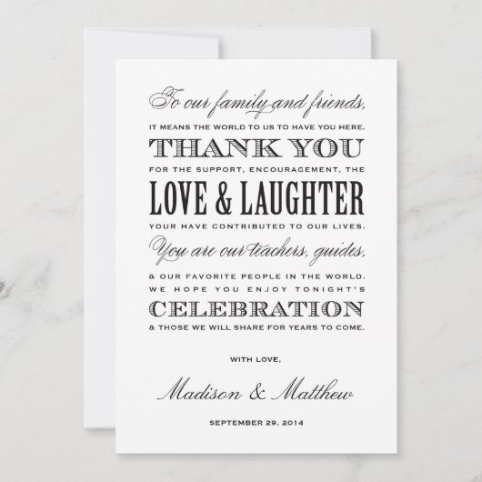 Seien Sie verheirateter | Empfang danken Ihnen Dankeskarte (Vorderseite)