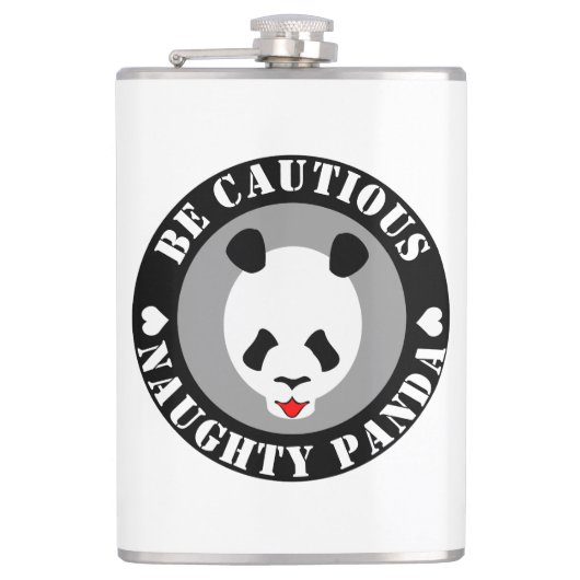 Seien Sie vorsichtig Naught Panda Flachmann (Vorderseite)