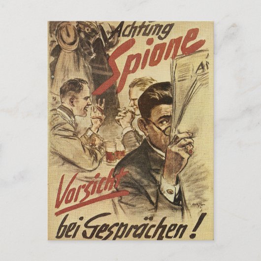 Seien Sie vorsichtig - Spionageposter Postkarte (Vorderseite)