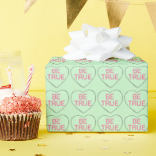 Seien Sie wahr Pastel Green Candy Heart Valentinst Geschenkpapier