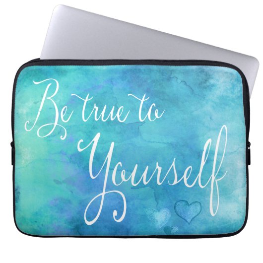 Seien Sie wahr zu Ihrem Aqua Blue Wasserfarbe Ange Laptopschutzhülle (Vorderseite)