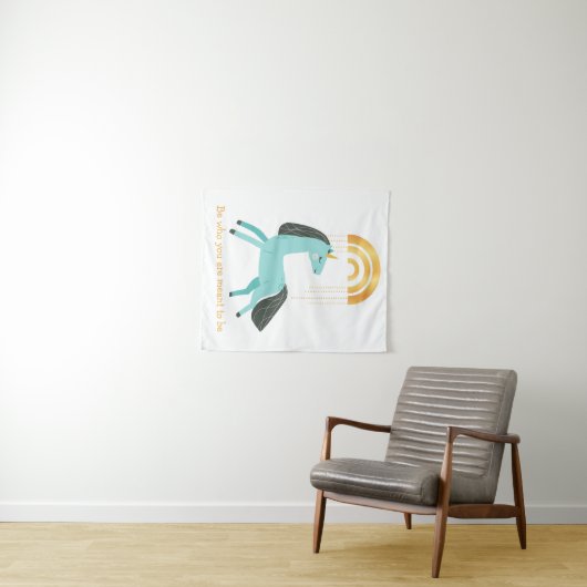 Seien Sie, wer Sie sind Blue Unicorn Wandteppich (Beispiel (Horizontal))