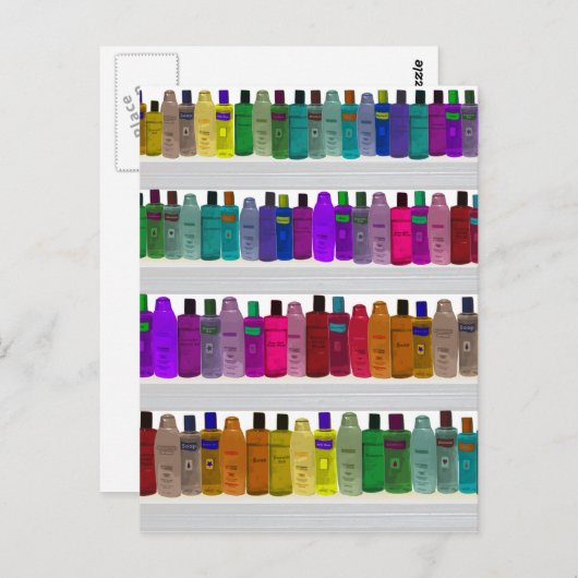 Seife Flasche Regenbogen - für Bäder, Salons etc. Postkarte (Vorne/Hinten)